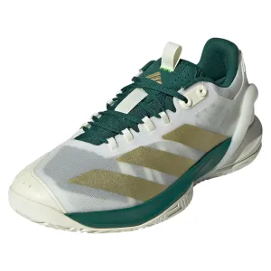 Men`s Adizero Cybersonic 2 Tennis Shoes Core White and Gold Metallic