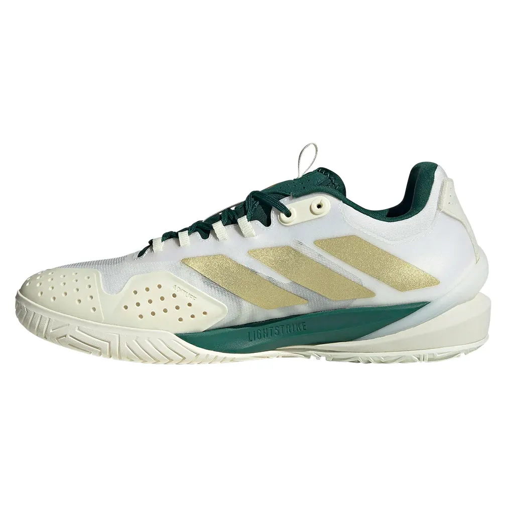 Men`s Adizero Cybersonic 2 Tennis Shoes Core White and Gold Metallic