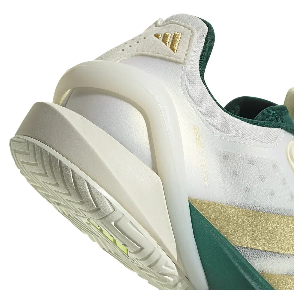 Men`s Adizero Cybersonic 2 Tennis Shoes Core White and Gold Metallic