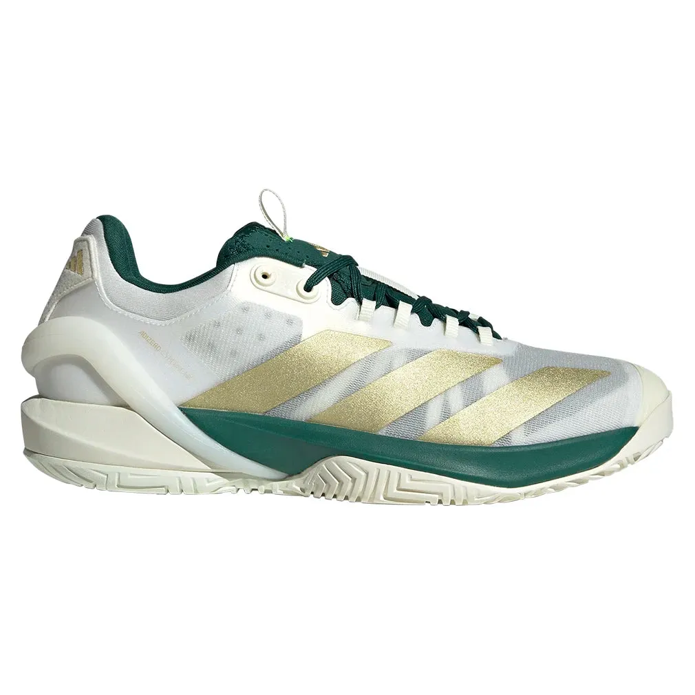 Men`s Adizero Cybersonic 2 Tennis Shoes Core White and Gold Metallic