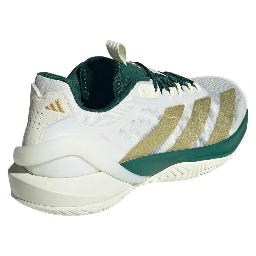 Men`s Adizero Cybersonic 2 Tennis Shoes Core White and Gold Metallic