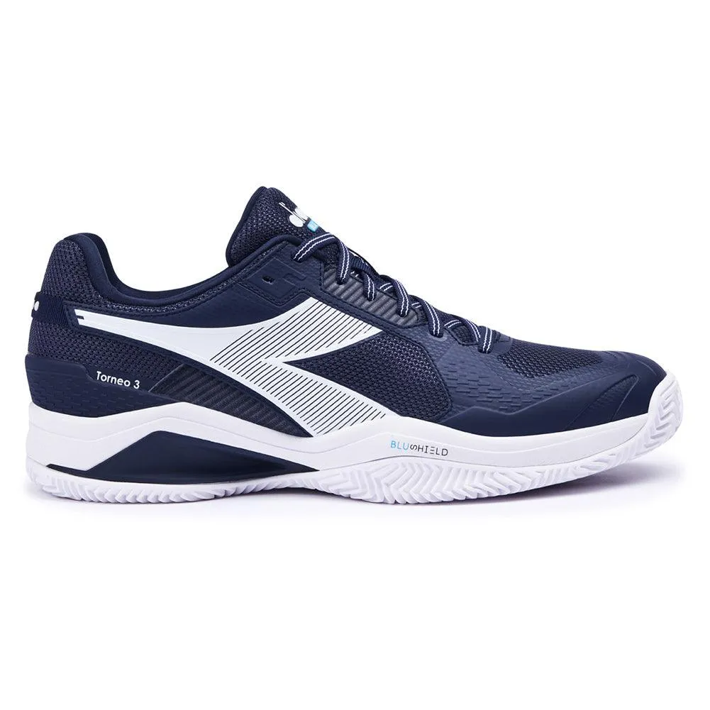 Men`s Blushield Torneo 3 Clay Tennis Shoes Blue Corsair and White