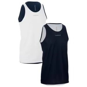 Men's Intermediate Reversible Basketball Tank Top - White/Blue