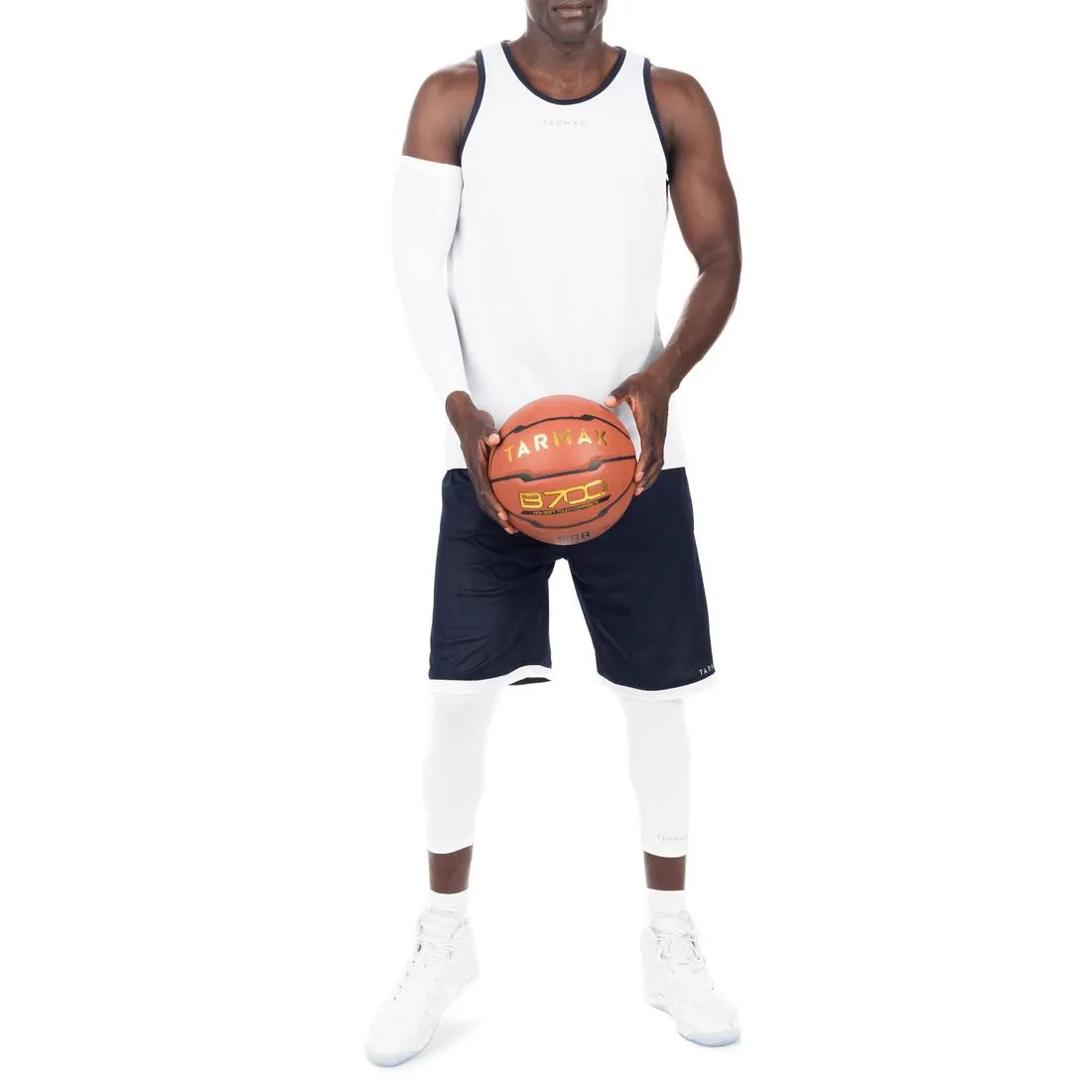 Men's Intermediate Reversible Basketball Tank Top - White/Blue
