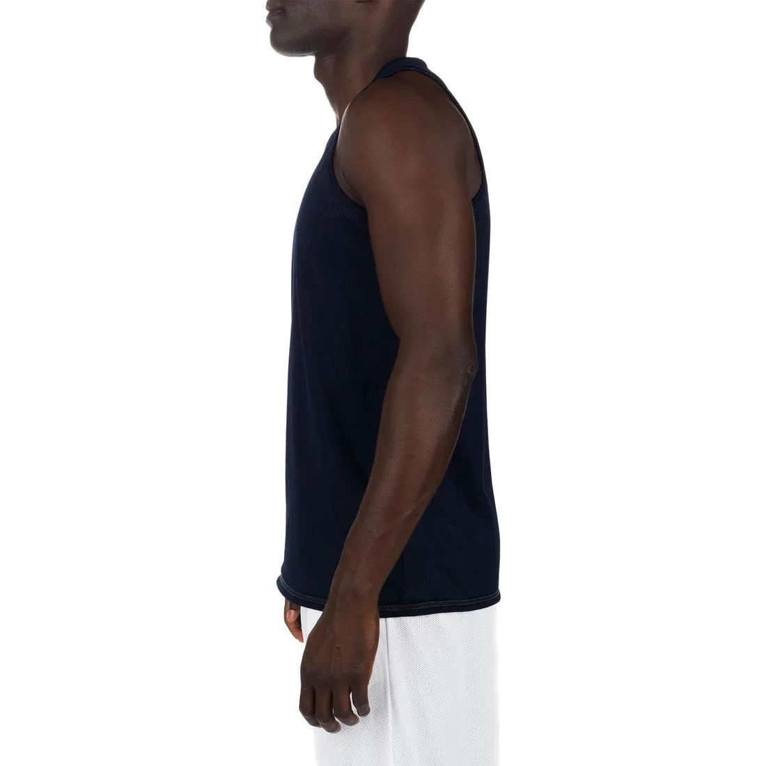 Men's Intermediate Reversible Basketball Tank Top - White/Blue