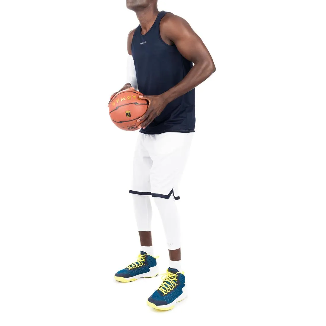 Men's Intermediate Reversible Basketball Tank Top - White/Blue