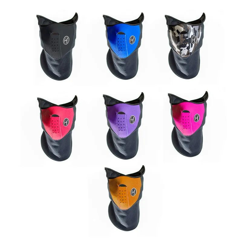 Neoprene/Fleece Neck and Face Mask - Black, Blue, Camo, Orange, Pink, Purple or Red