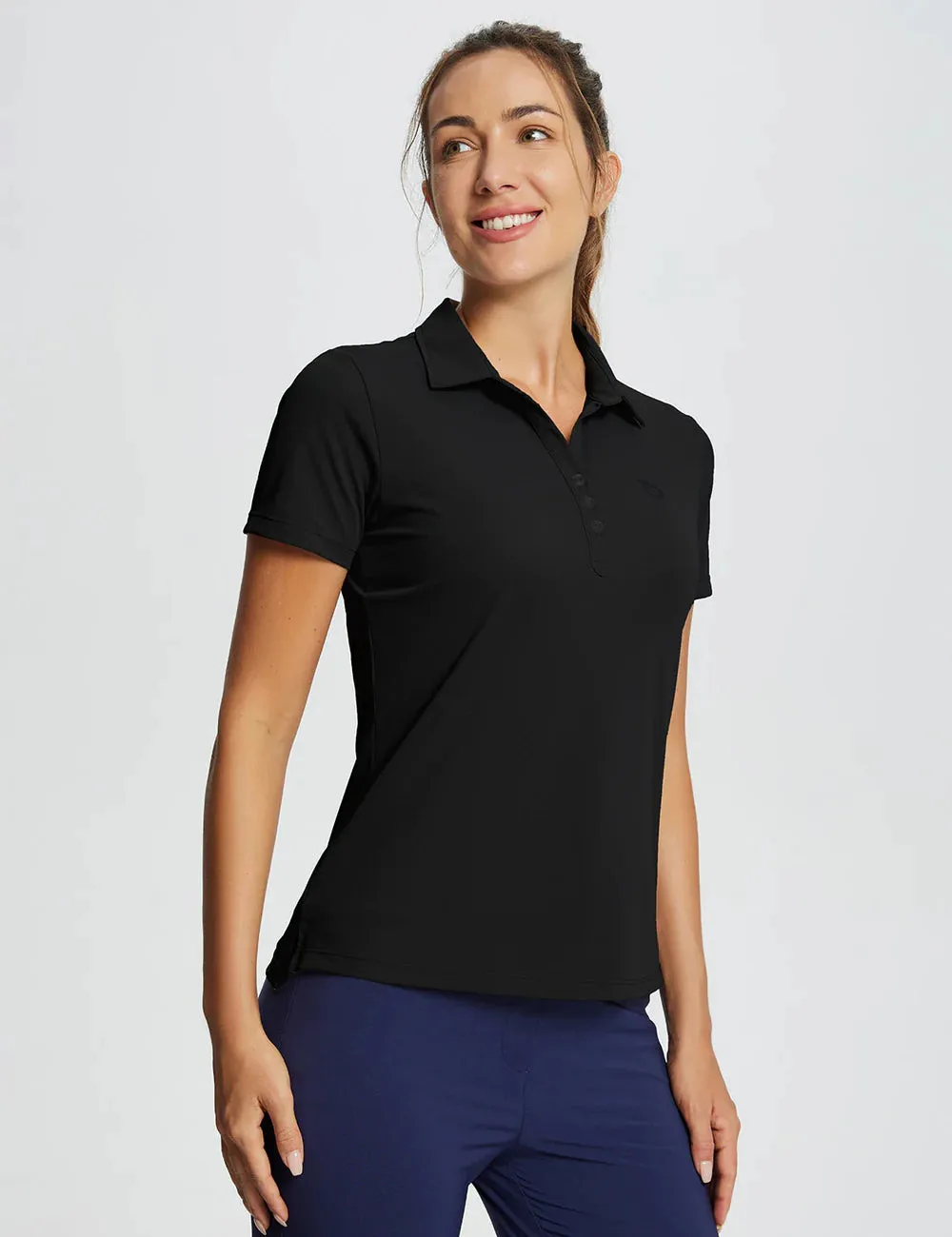 New with tags! Baleaf Women's Flyleaf UPF50  Polo Shirt in Black, Sz S Retails $42 