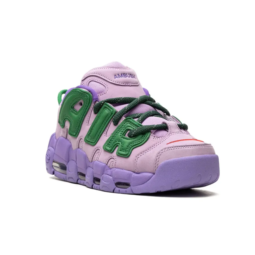 Nike Air More Uptempo Low AMBUSH Lilac Apple Green University Red