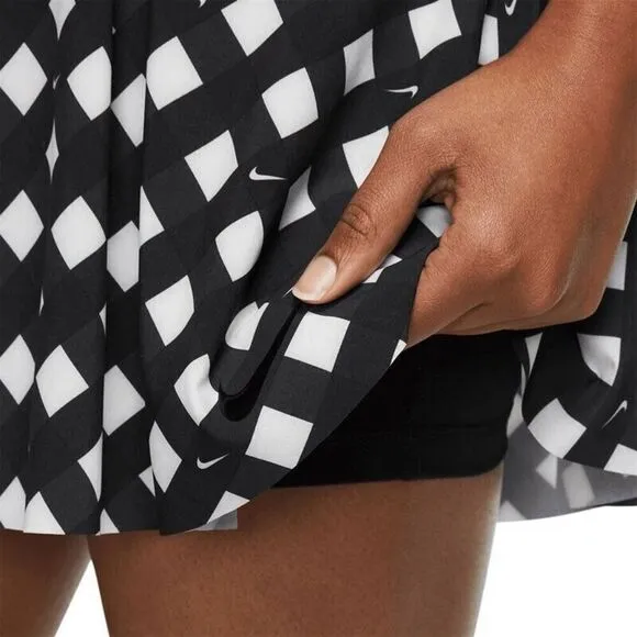 Nike Court Tennis Skirt Womens XS Black Plaid DX1142 010