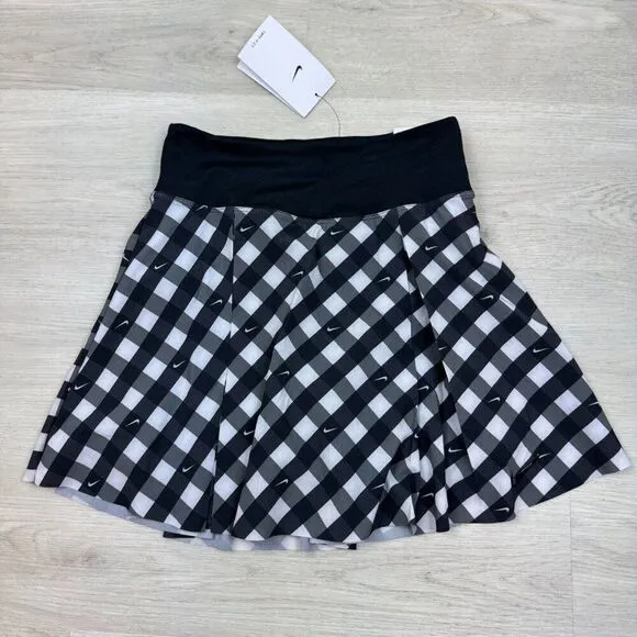 Nike Court Tennis Skirt Womens XS Black Plaid DX1142 010