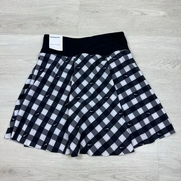 Nike Court Tennis Skirt Womens XS Black Plaid DX1142 010