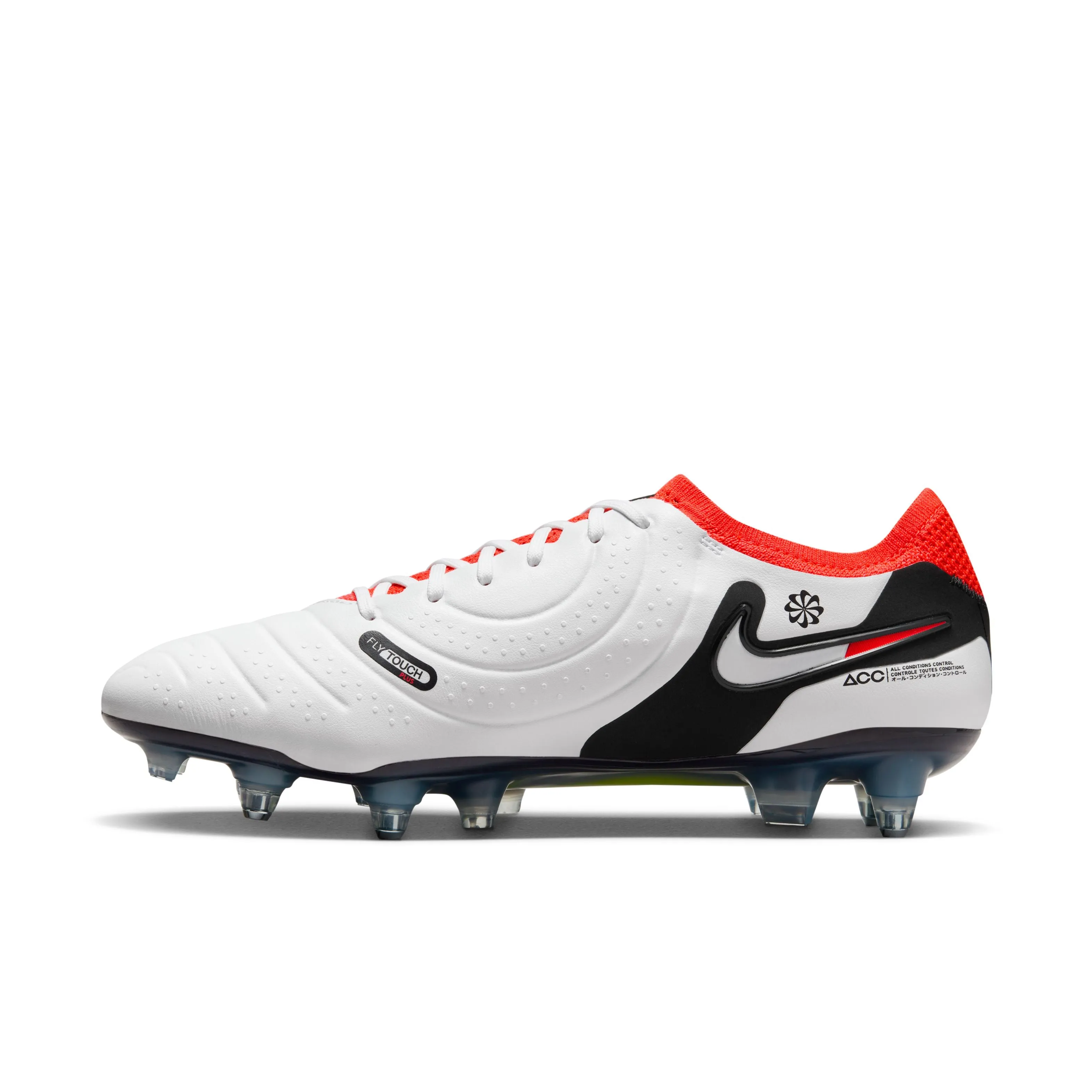 NIKE LEGEND 10 ELITE SG-PRO AC- WHITE/BLACK- BRIGHT CRIMSON