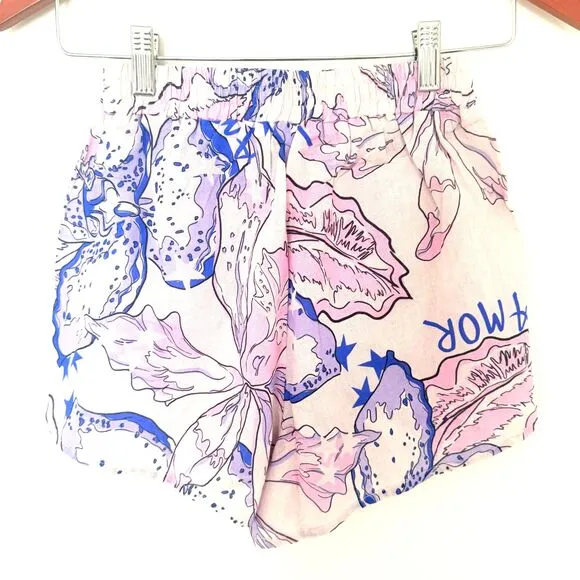 NWOT Las Sureñas Linen Blend Amor Blue Lightweight  Shorts Sz S