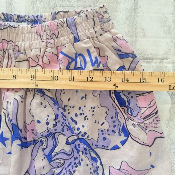 NWOT Las Sureñas Linen Blend Amor Blue Lightweight  Shorts Sz S