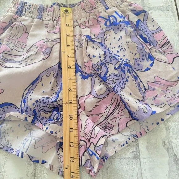 NWOT Las Sureñas Linen Blend Amor Blue Lightweight  Shorts Sz S