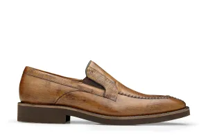 Ostrich and Italian Calf Slip-On with an Ultra Light Rubber Sole - Almond