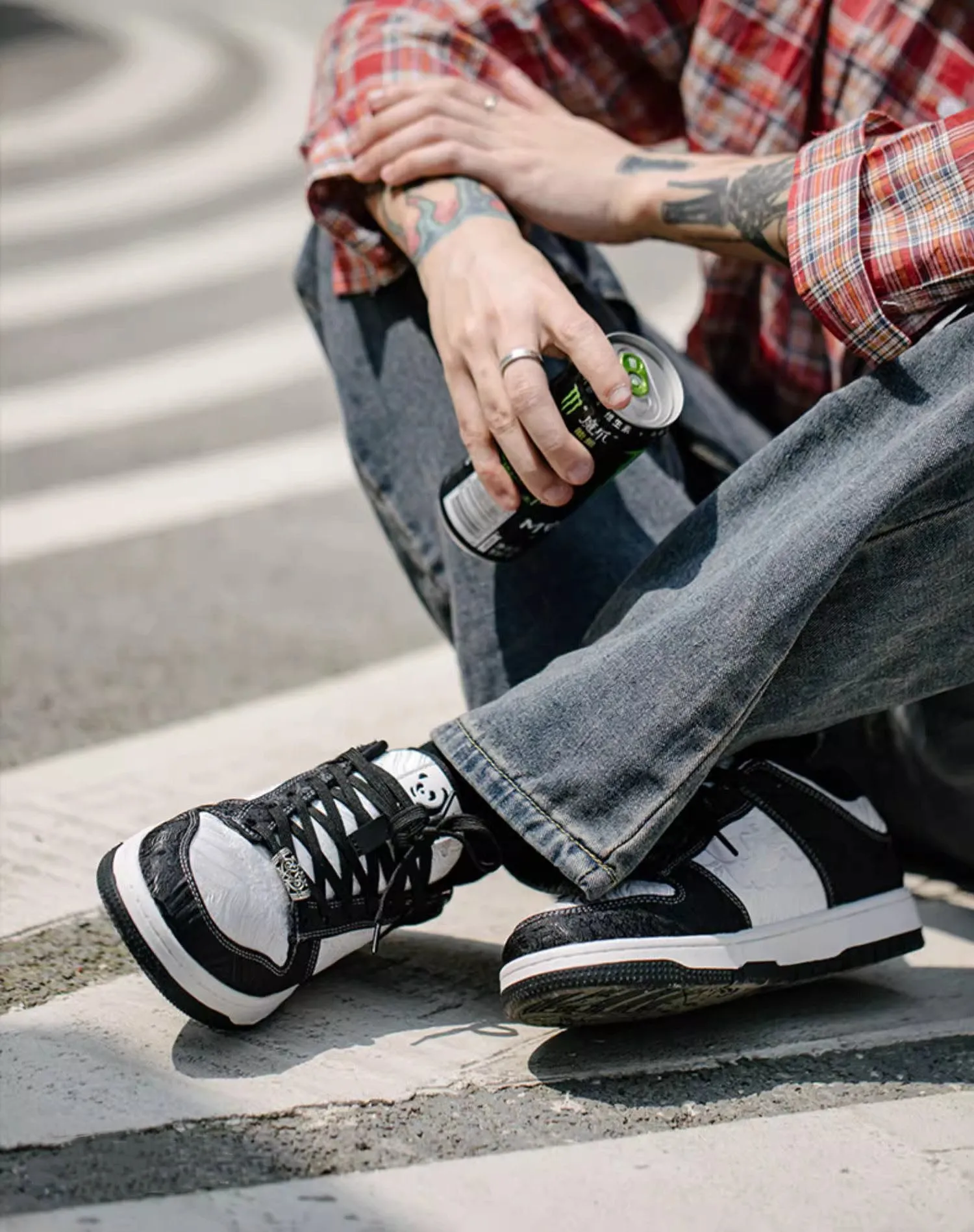 Panda Silk Skateboard Breathable Couple Sports Unisex Casual Shoes