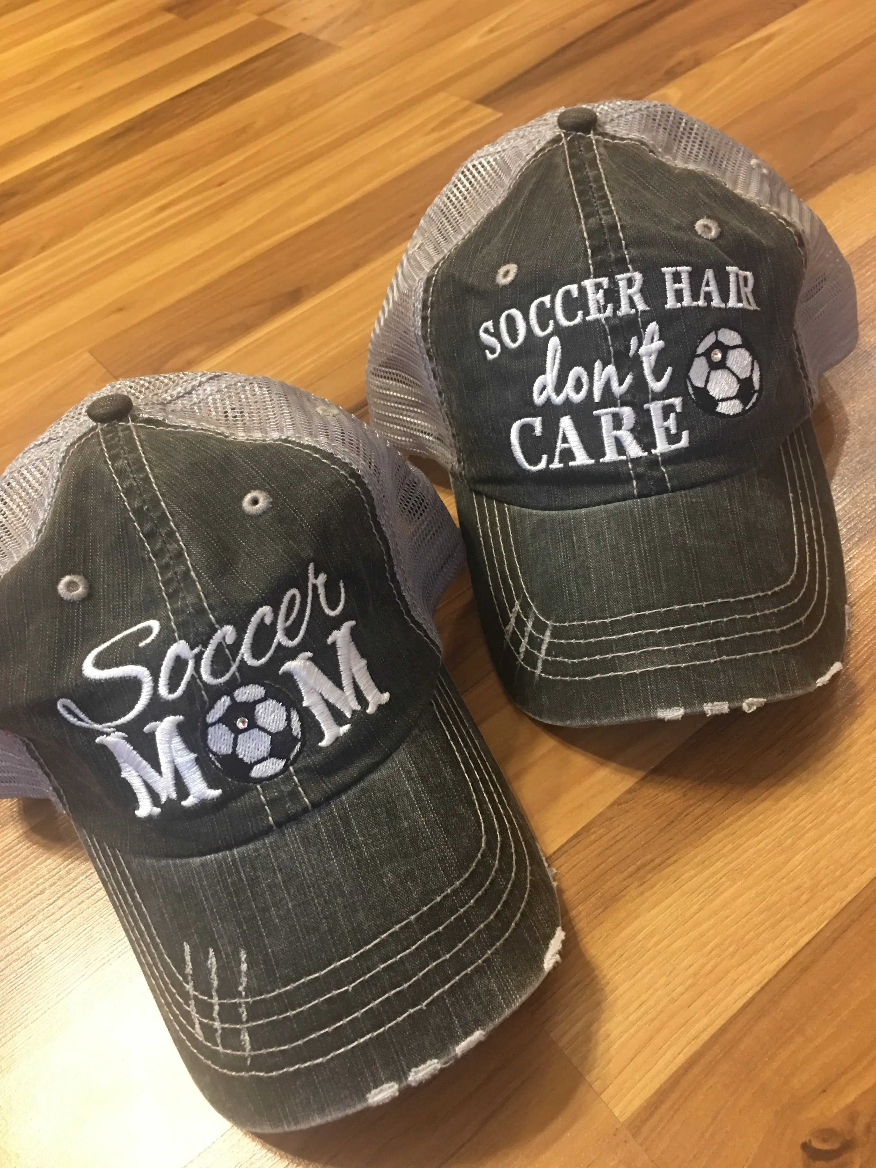 Personalized SOCCER hats Soccer mom Womens embroidered trucker caps Soccer hair