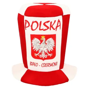 Polska Eagle Bialo-Czerwoni Sport Soccer Fan Cylinder Top Hat White & Red