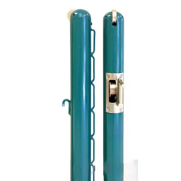 Premium Tennis Round 3 Inch Net Posts with Internal Winder (Green)