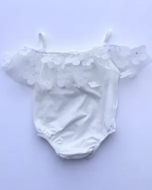 PREORDER! Bristol Applique Off-Shoulder Leotard - White