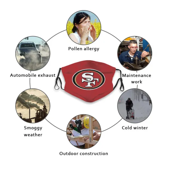 Print Football Personalized San Francisco 49ers Dust Mask With Filters 10 PCS