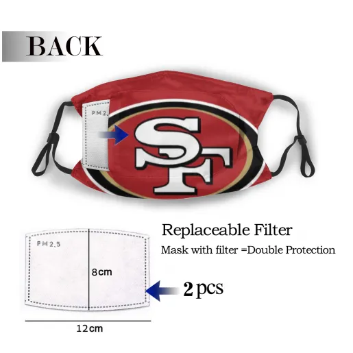 Print Football Personalized San Francisco 49ers Dust Mask With Filters 10 PCS