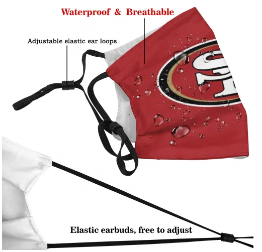 Print Football Personalized San Francisco 49ers Dust Mask With Filters 10 PCS