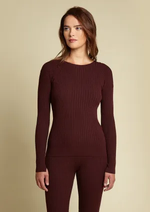 Ribbed Crew Neck, Wine