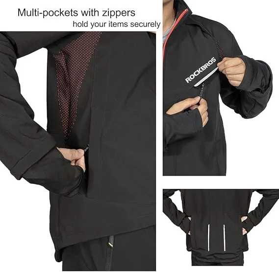 ROCKBROS Cycling Jackets Thermal Windproof Jacket for Men Cold Weather