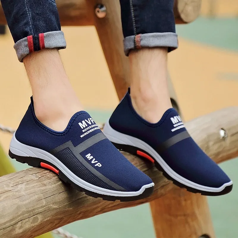 Running Shoes Man Low Top Blue Sneakers