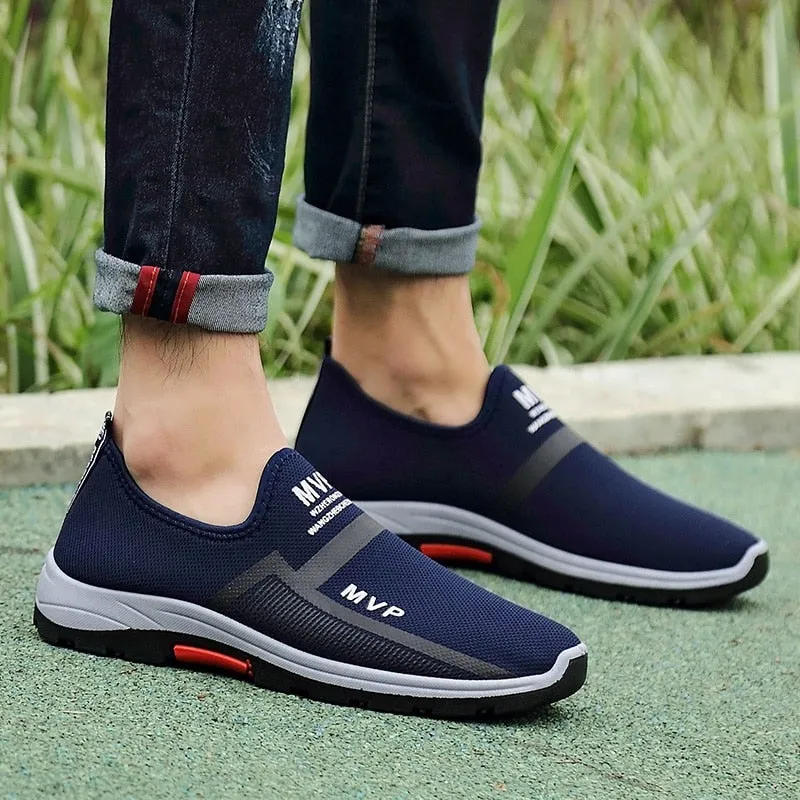 Running Shoes Man Low Top Blue Sneakers