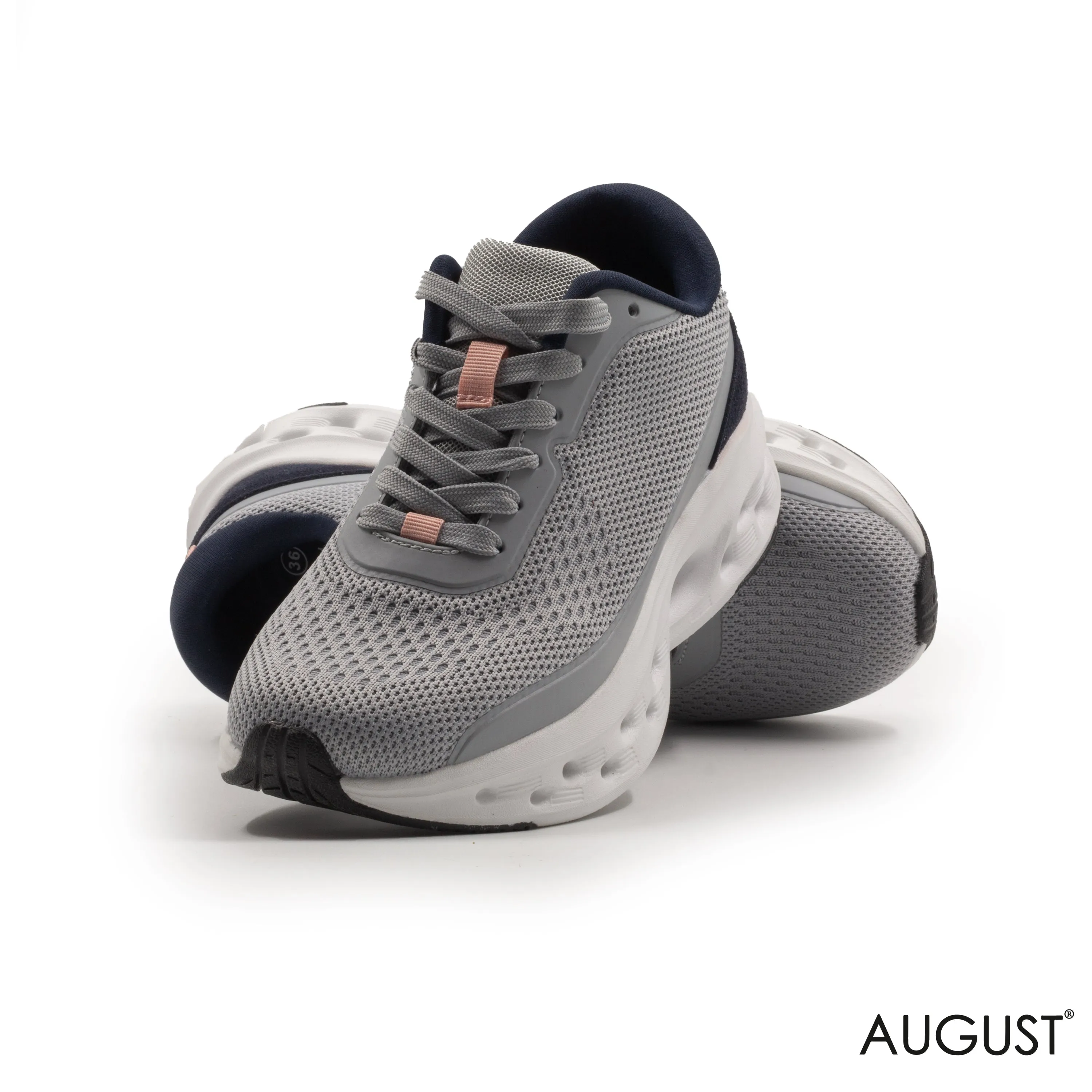 RUNNING SHOES WITH A CUSHIONED FOOTBED AND RUBBER OUTSOLE