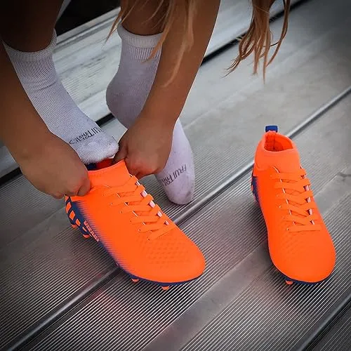 Santos Junior FG Mid Cut Soccer Shoes - Orange/Blue
