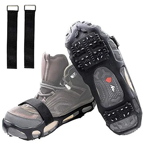 Shaddock Fishing Ice Cleats for Shoes and Boots, Ice Snow Traction Cleats Crampons for Men Women Kids Winter Walking on Ice and Snow Anti Slip Overshoe Stretch Footwear (Size M)
