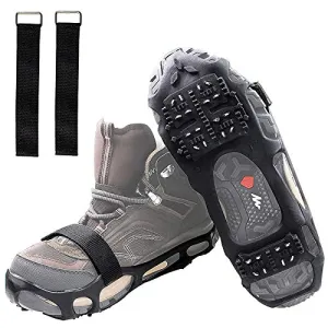 Shaddock Fishing Ice Cleats for Shoes and Boots, Ice Snow Traction Cleats Crampons for Men Women Kids Winter Walking on Ice and Snow Anti Slip Overshoe Stretch Footwear (Size M)