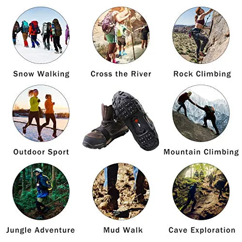 Shaddock Fishing Ice Cleats for Shoes and Boots, Ice Snow Traction Cleats Crampons for Men Women Kids Winter Walking on Ice and Snow Anti Slip Overshoe Stretch Footwear (Size M)