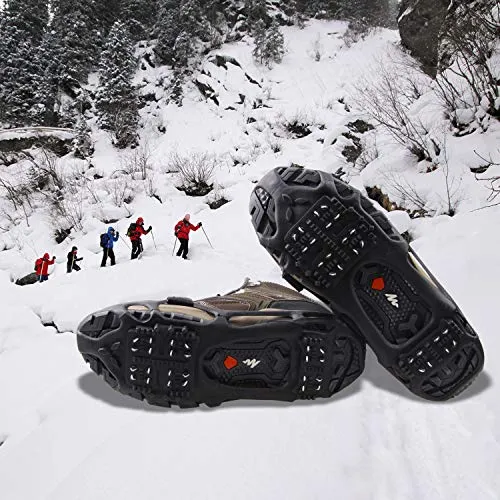 Shaddock Fishing Ice Cleats for Shoes and Boots, Ice Snow Traction Cleats Crampons for Men Women Kids Winter Walking on Ice and Snow Anti Slip Overshoe Stretch Footwear (Size M)