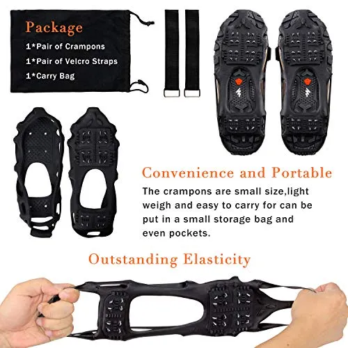 Shaddock Fishing Ice Cleats for Shoes and Boots, Ice Snow Traction Cleats Crampons for Men Women Kids Winter Walking on Ice and Snow Anti Slip Overshoe Stretch Footwear (Size M)