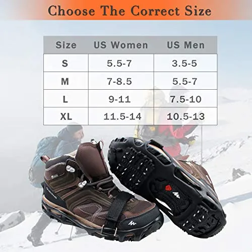 Shaddock Fishing Ice Cleats for Shoes and Boots, Ice Snow Traction Cleats Crampons for Men Women Kids Winter Walking on Ice and Snow Anti Slip Overshoe Stretch Footwear (Size M)