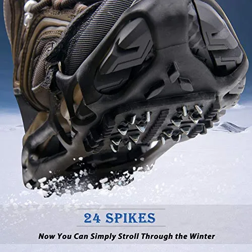 Shaddock Fishing Ice Cleats for Shoes and Boots, Ice Snow Traction Cleats Crampons for Men Women Kids Winter Walking on Ice and Snow Anti Slip Overshoe Stretch Footwear (Size S)