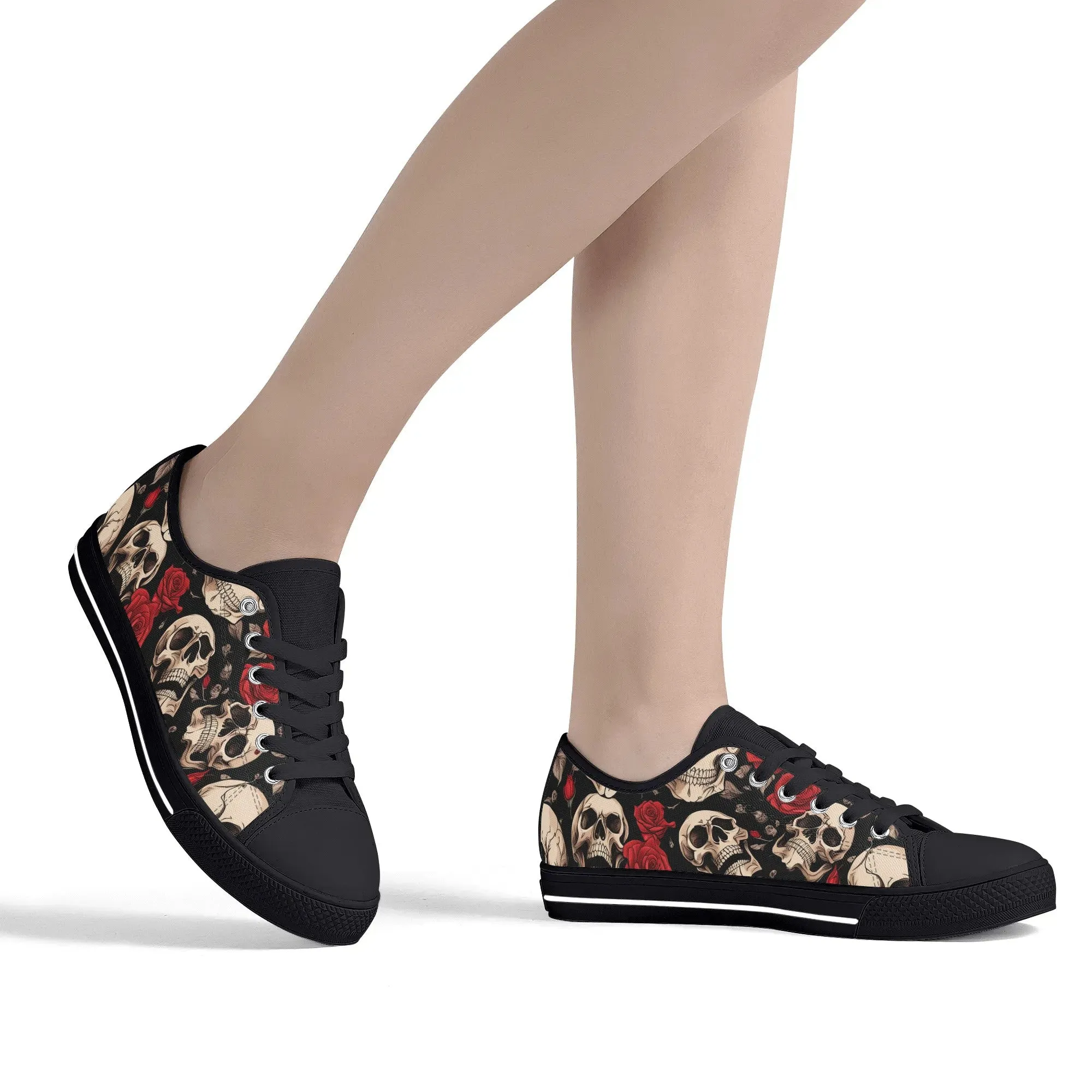 Skulls and Roses Womens Rubber Low Top Sneakers