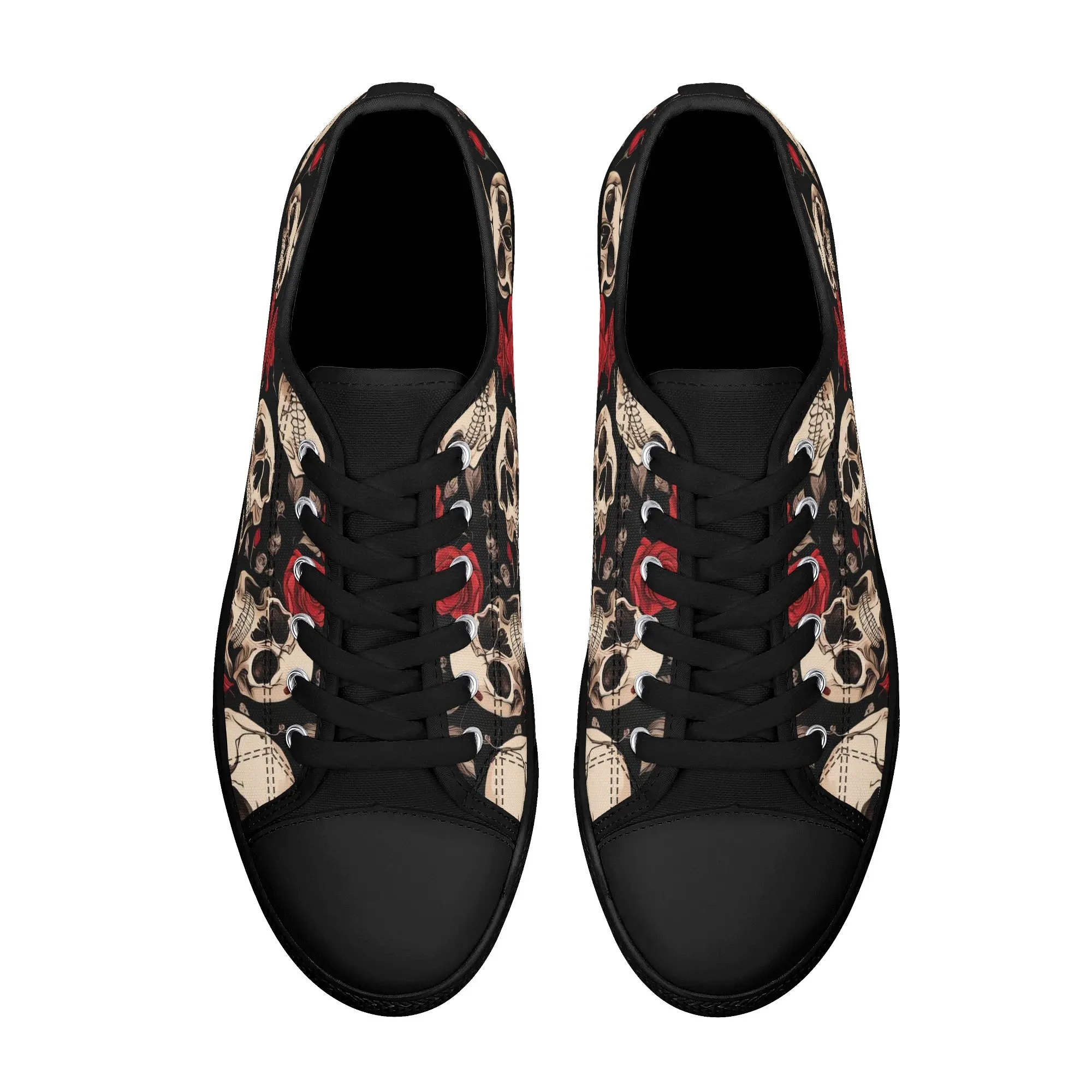 Skulls and Roses Womens Rubber Low Top Sneakers