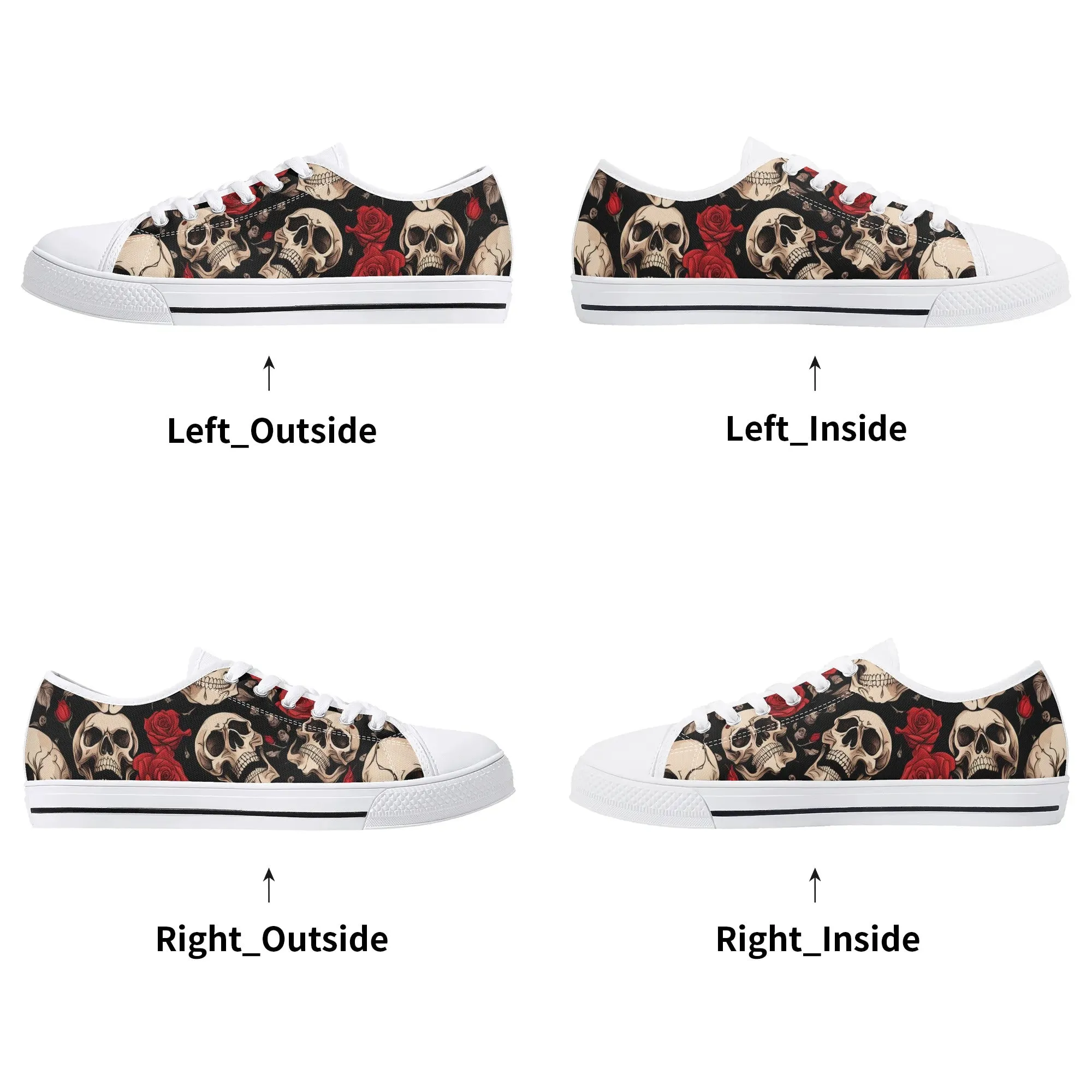 Skulls and Roses Womens Rubber Low Top Sneakers