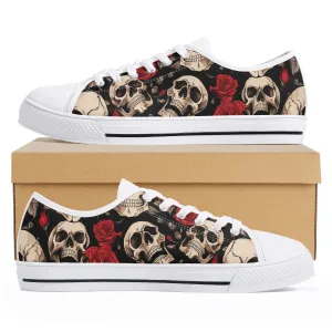 Skulls and Roses Womens Rubber Low Top Sneakers