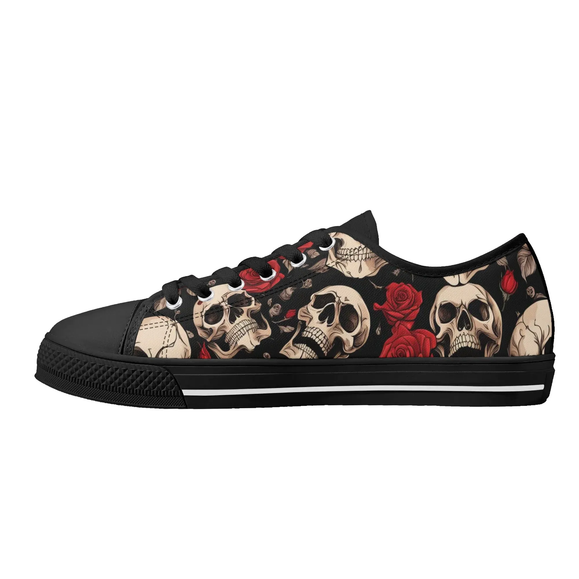 Skulls and Roses Womens Rubber Low Top Sneakers