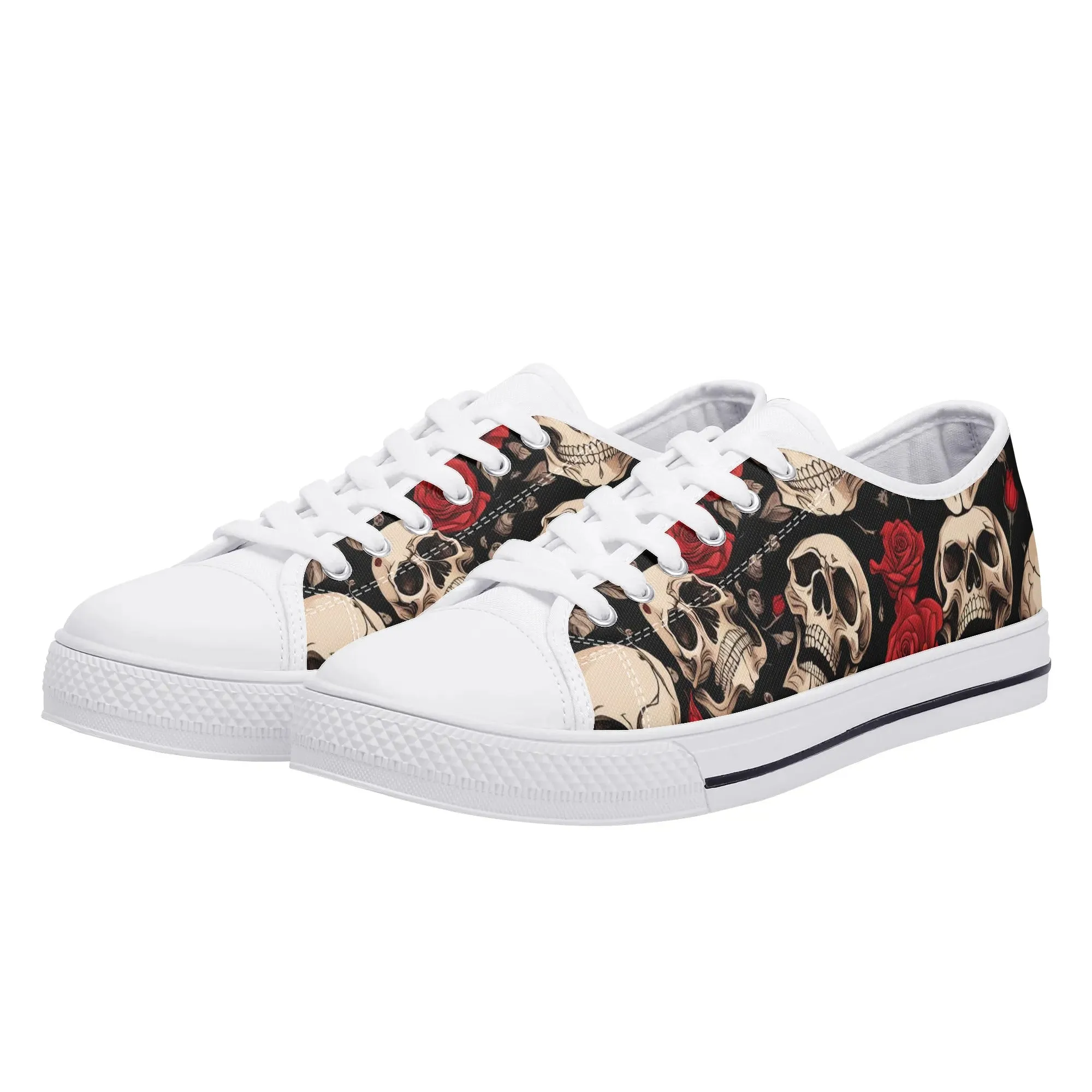 Skulls and Roses Womens Rubber Low Top Sneakers
