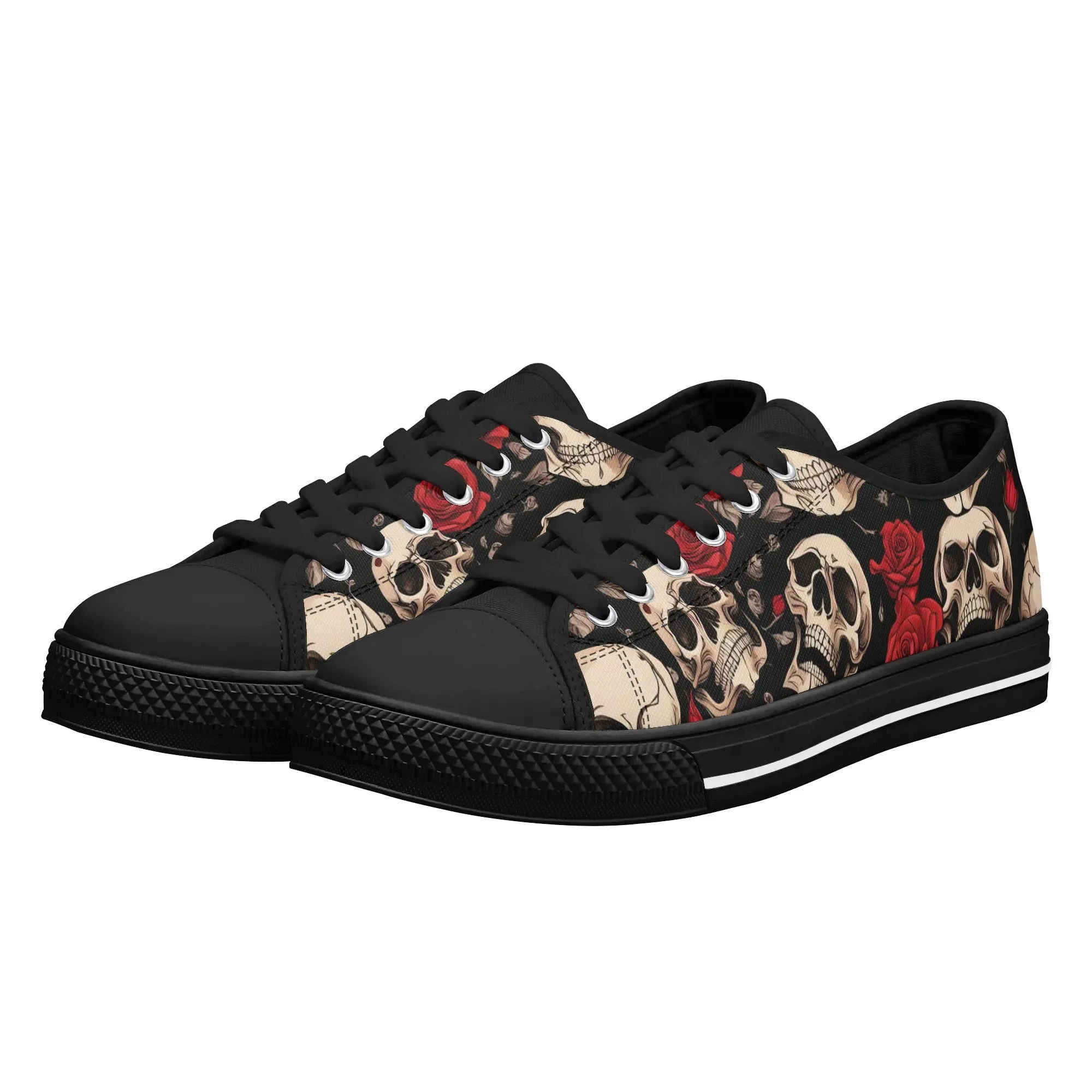 Skulls and Roses Womens Rubber Low Top Sneakers