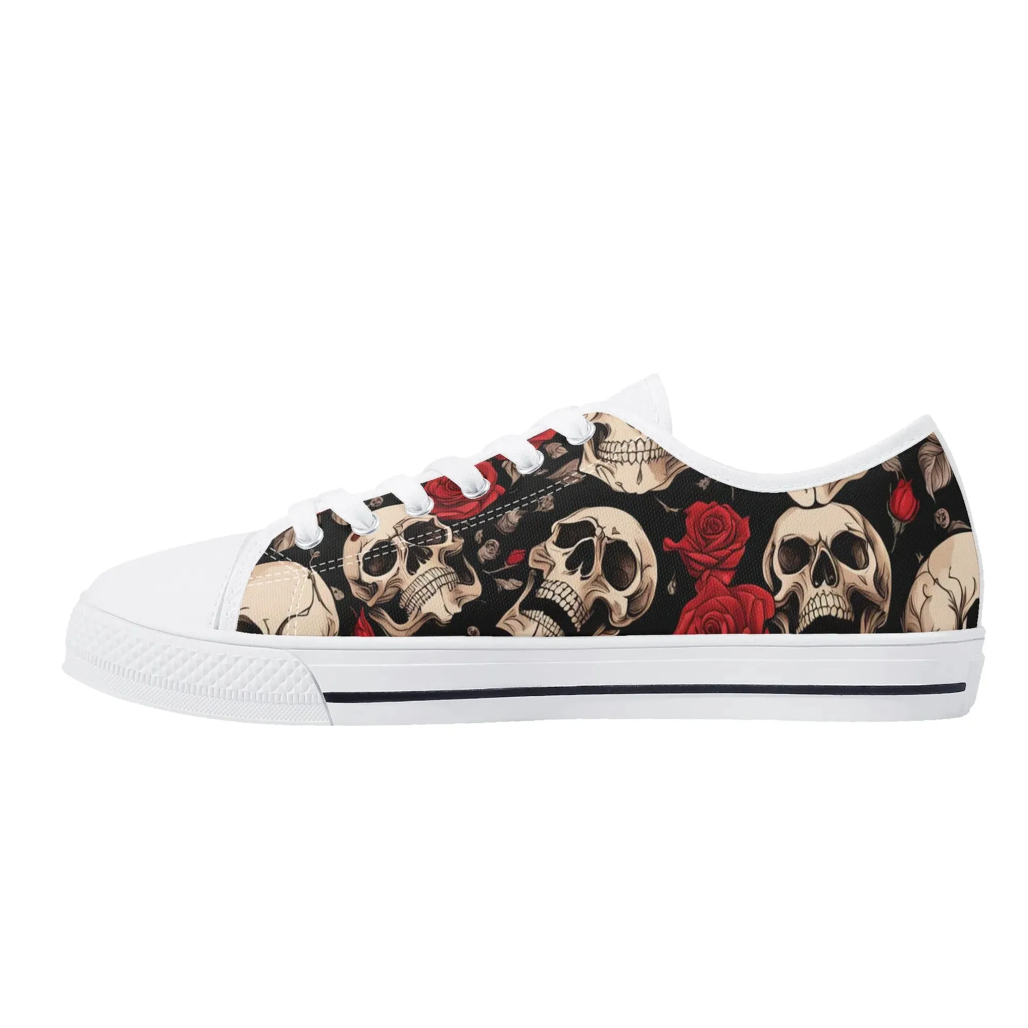 Skulls and Roses Womens Rubber Low Top Sneakers